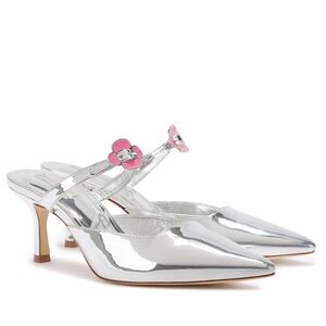 Larroude Daisy Pump in Silver Speccio